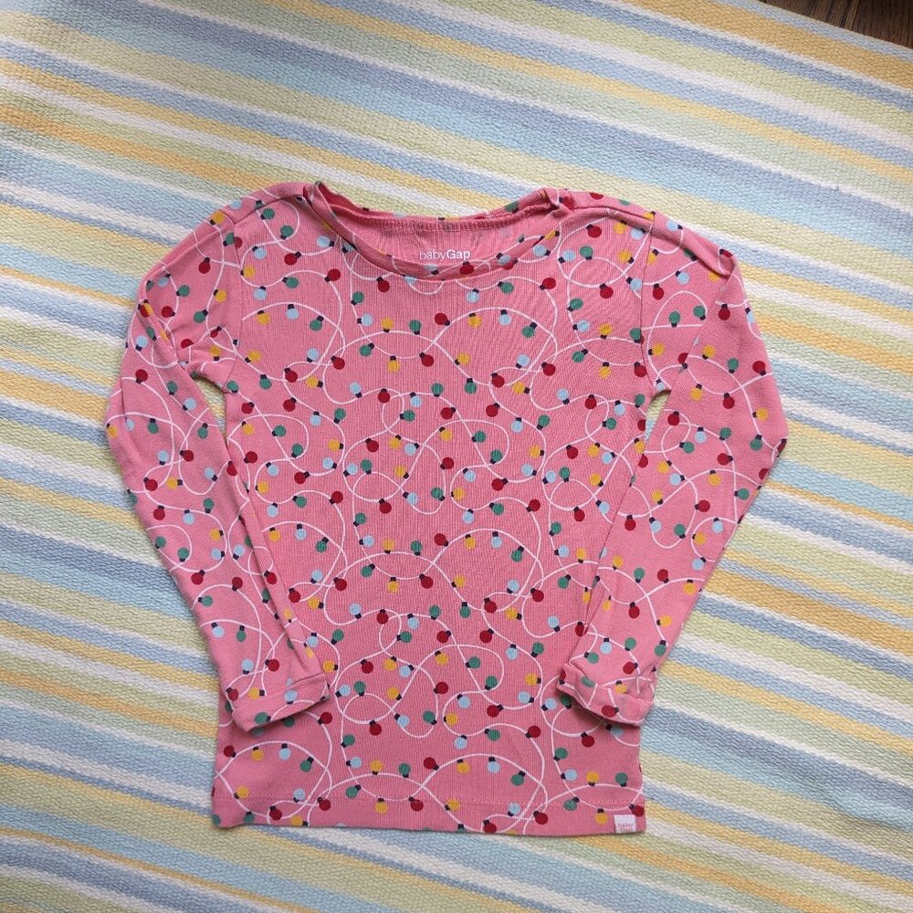 🛍️ BUNDLE ONLY | Baby GAP Christmas/ Holiday lights PJ Top 4T